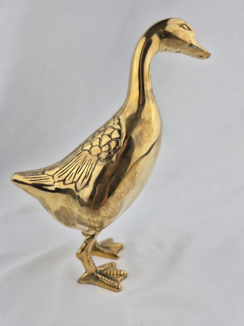 Vintage MCM Hollywood Regency Solid Free Standing Brass Duck Figurine Farmhouse